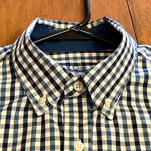J.Crew Men's Blue Plaid Cotton Button down Casual Shirt Size Medium Slim